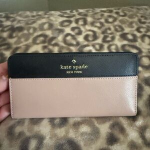 kate spade Black and Blush Leather Long Wallet